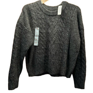 Old Navy Sweater, Size S, PTP 22”, Length 23”, Dark Gray, Cabled Front